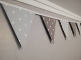 Smoke and pale Grey spotty bunting, 2, 3 or 4 metres - alternate flags