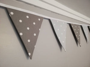 Smoke and pale Grey spotty bunting, 2, 3 or 4 metres - alternate flags