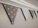 Smoke and pale Grey spotty bunting, 2, 3 or 4 metres - alternate flags