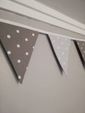 Smoke and pale Grey spotty bunting, 2, 3 or 4 metres - alternate flags