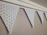 Star fabric bunting - coloured stars on a white background - 2 or 3 metres. Choice of colour combination.