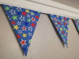 Star fabric bunting, bright and colourful, approx 2.5 metres, 10 flags.