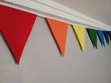 Rainbow coloured fabric bunting 16 flags - approx 4 metres