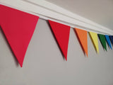 Rainbow coloured fabric bunting 16 flags - approx 4 metres