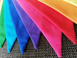 Rainbow coloured fabric bunting 16 flags - approx 4 metres