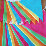 Vibrant coloured fabric bunting - #playroom #festival #citrus #sunburst