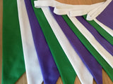 Suffragette theme fabric bunting - purple, white and green