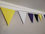 Non binary flag theme fabric bunting - yellow, white, purple and black