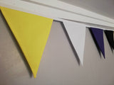 Non binary flag theme fabric bunting - yellow, white, purple and black