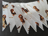 Beagle fabric bunting, on natural background, 10 flags, approx 2.5 metres
