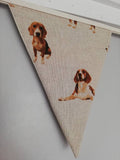 Beagle fabric bunting, on natural background, 10 flags, approx 2.5 metres