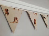 Beagle fabric bunting, on natural background, 10 flags, approx 2.5 metres
