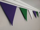 Suffragette theme fabric bunting - purple, white and green