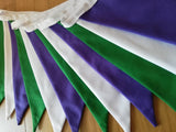 Suffragette theme fabric bunting - purple, white and green