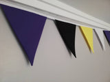 Non binary flag theme fabric bunting - yellow, white, purple and black