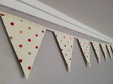Cream and red mix spotty cotton fabric bunting