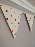 Cream and red mix spotty cotton fabric bunting