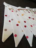 Cream and red mix spotty cotton fabric bunting
