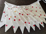 Cream and red mix spotty cotton fabric bunting