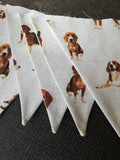 Beagle fabric bunting, on natural background, 10 flags, approx 2.5 metres