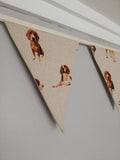 Beagle fabric bunting, on natural background, 10 flags, approx 2.5 metres