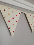 Cream and red mix spotty cotton fabric bunting