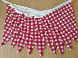 Pink checked fabric bunting- approx 2 metres.