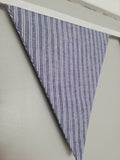 Denim blue stripy fabric bunting