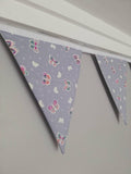 Butterfly fabric bunting, glow in the dark fabric, 10 flags, approx 2.5 metres