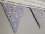 Butterfly fabric bunting, glow in the dark fabric, 10 flags, approx 2.5 metres