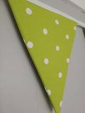 Lime green spotty bunting, 2 or 3 metres