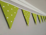 Lime green spotty bunting, 2 or 3 metres