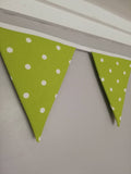 Lime green spotty bunting, 2 or 3 metres