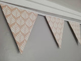 Fabric Bunting, gorgeous leaf design, choice of 3 colours