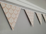 Fabric Bunting, gorgeous leaf design, choice of 3 colours