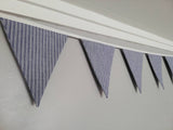 Denim blue stripy fabric bunting