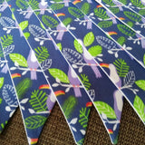 Tropical Toucan fabric bunting, 10 flags, approx 2.5 metres - party decorations - online party - background props