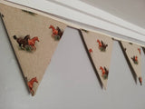 Horses fabric bunting on natural background, 10 flags, approx 2.5 metres