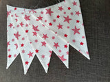 Stars red and cream fabric bunting - approx 2.5 metres