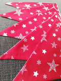 Stars red and cream fabric bunting - approx 2.5 metres