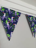 Tropical Toucan fabric bunting, 10 flags, approx 2.5 metres - party decorations - online party - background props