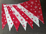Stars red and cream fabric bunting - approx 2.5 metres