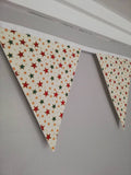 Festive stars fabric bunting - approx 2.5 metres