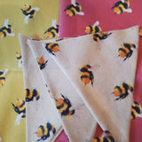 Bumble Bee bunting, natural background fabric