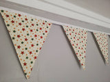 Festive stars fabric bunting - approx 2.5 metres