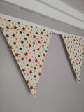 Festive stars fabric bunting - approx 2.5 metres