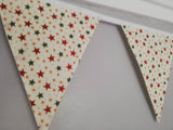 Festive stars fabric bunting - approx 2.5 metres