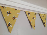 Bumble Bee bunting, natural background fabric