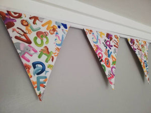 Kids alphabet fabric bunting - nursery decor - playroom accessories - children's wall hanging - classroom decor