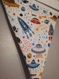 Space rocket fabric bunting, Blast Off! - playroom accessories - children's wall hanging - classroom decor